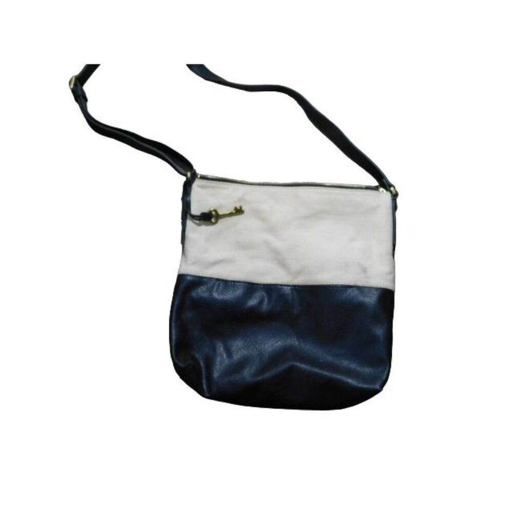 Fossil Leather Fabric Convertible Shoulder Crossbody Handbag Purse